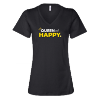 Women's Queen of Happy Black V Neck