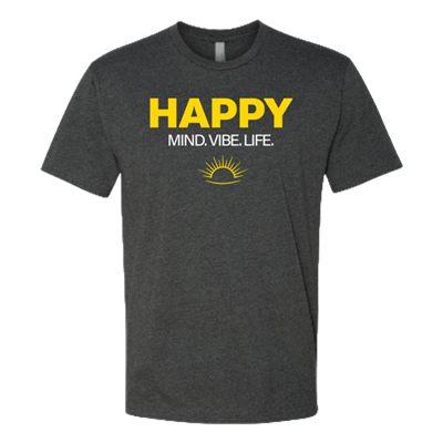 Mens Happy Vibe, Mind, Life Charcoal Crew