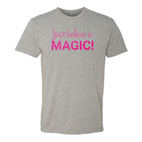 Unisex Glitter Just Believe in Magic Heather Gray T-Shirt