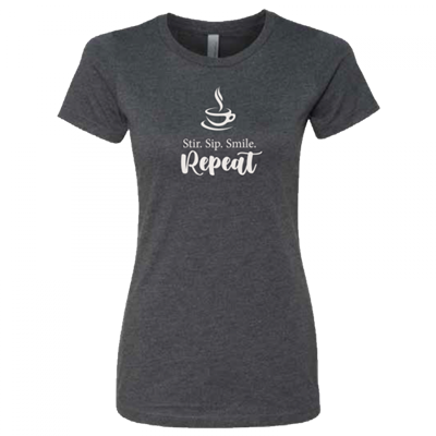 Women's Stir, Sip, Smile, Repeat Charcoal Crew