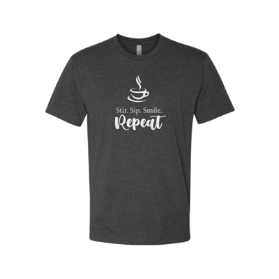 Unisex Stir Sip Smile Repeat Charcoal Crew