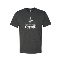 Unisex Stir Sip Smile Repeat Charcoal Crew