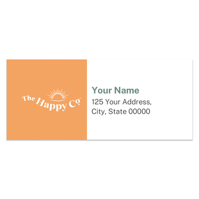 Happy Co Mailing Label on Orange/White