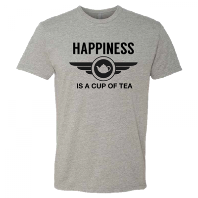 Men's Happiness is a Cup of Tea Gray Crew