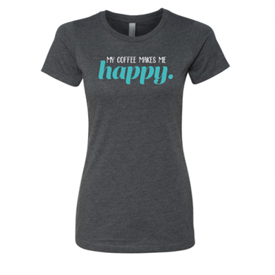 Women's Coffee Makes Me Happy Charcoal Crew