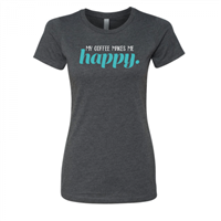 Women's Coffee Makes Me Happy Charcoal Crew